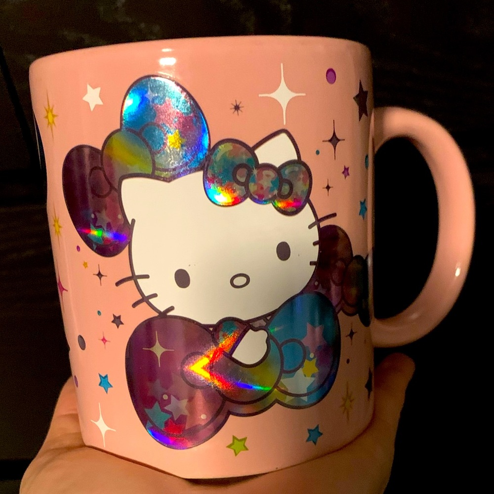 HELLO KITTY IRIDESCENT BOW on PINK NWOB